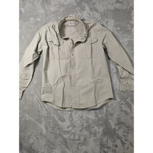 Columbia PFG Omni Shade Button Up Long Sleeve Shirt Khaki Large